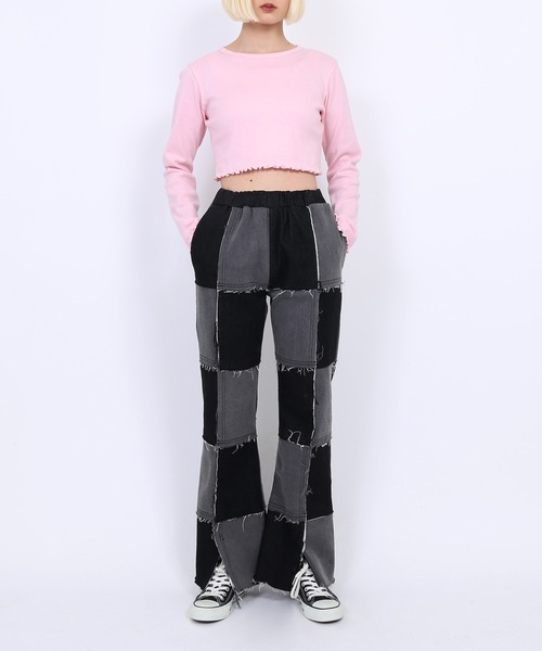 PUNYUS(プニュズ)の「クロップドトップス(Tシャツ/カットソー・レディース・ブラック/グリーン/オフホワイト/ライトピンク/オレンジ/ライトパープル・3/4/1/2)」の6枚目の写真