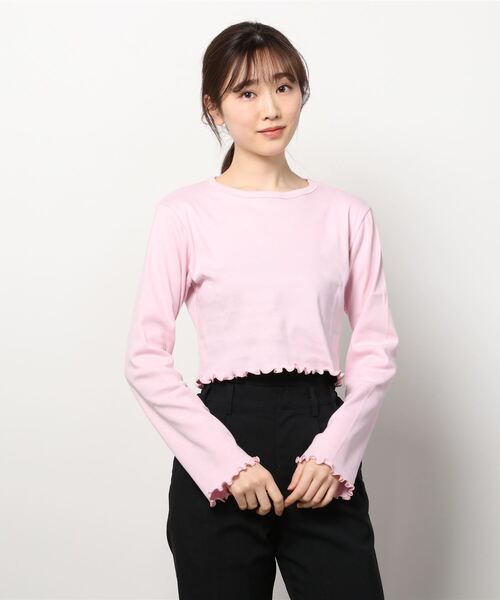 PUNYUS(プニュズ)の「クロップドトップス(Tシャツ/カットソー・レディース・ブラック/グリーン/オフホワイト/ライトピンク/オレンジ/ライトパープル・3/4/1/2)」の9枚目の写真