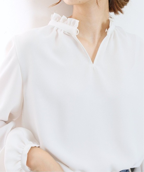 La TOTALITE（ラトータリテ）の「《追加3》ジョーゼットフリルスキッパーブラウス◆（シャツ/ブラウス・レディース・ホワイト/ブラック/ラベンダー・FREE）」の8枚目の写真