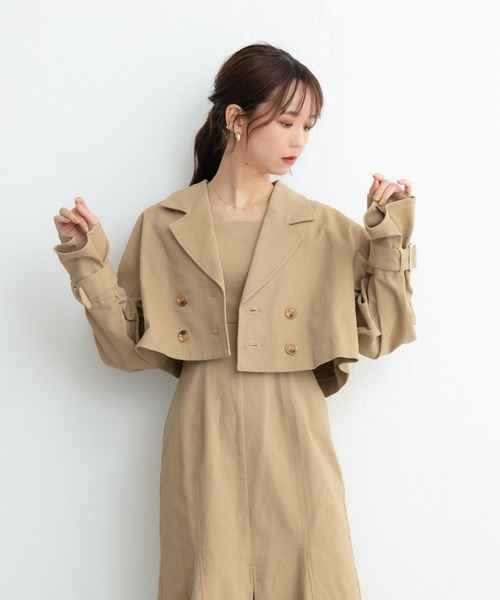 ADIRA(アディラ)の「ツイルショートトレンチJK(トレンチコート・レディース・ベージュ/アイボリー・MEDIUM)」の3枚目の写真