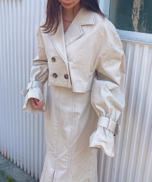 ADIRA(アディラ)の「ツイルショートトレンチJK(トレンチコート・レディース・ベージュ/アイボリー・MEDIUM)」の15枚目の写真