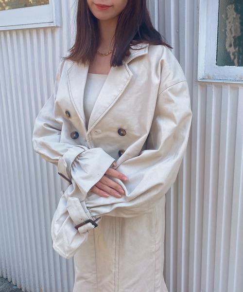 ADIRA(アディラ)の「ツイルショートトレンチJK(トレンチコート・レディース・ベージュ/アイボリー・MEDIUM)」の19枚目の写真