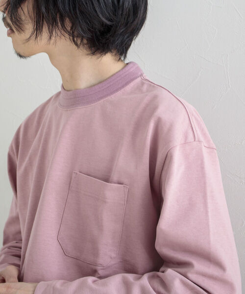 GLOSTER（グロスター）の「【GLOSTER/グロスター】タックリブ度詰めロングスリーブTシャツ（Tシャツ/カットソー・メンズ・オフホワイト/チャコールグレー/ミント/ピンク・MEDIUM/LARGE）」の4枚目の写真
