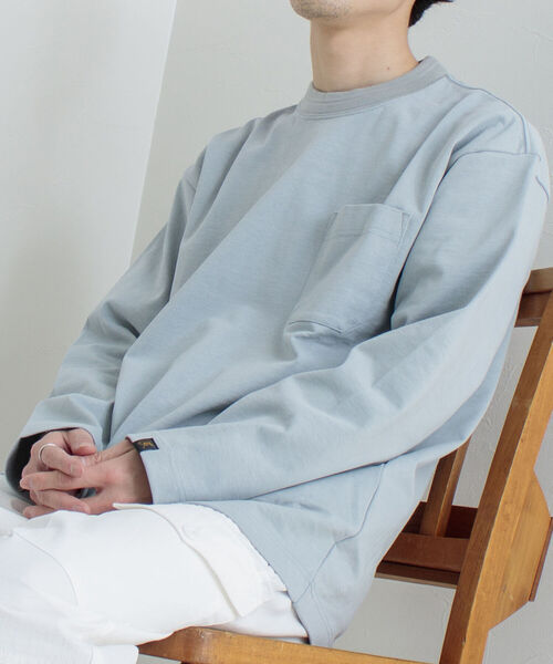 GLOSTER（グロスター）の「【GLOSTER/グロスター】タックリブ度詰めロングスリーブTシャツ（Tシャツ/カットソー・メンズ・オフホワイト/チャコールグレー/ミント/ピンク・MEDIUM/LARGE）」の3枚目の写真