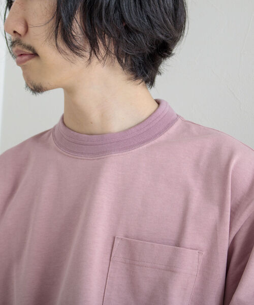 GLOSTER（グロスター）の「【GLOSTER/グロスター】タックリブ度詰めロングスリーブTシャツ（Tシャツ/カットソー・メンズ・オフホワイト/チャコールグレー/ミント/ピンク・MEDIUM/LARGE）」の7枚目の写真