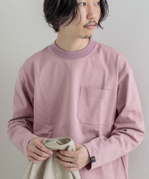 GLOSTER（グロスター）の「【GLOSTER/グロスター】タックリブ度詰めロングスリーブTシャツ（Tシャツ/カットソー・メンズ・オフホワイト/チャコールグレー/ミント/ピンク・MEDIUM/LARGE）」の9枚目の写真