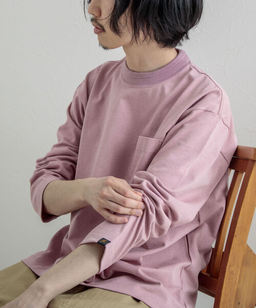 GLOSTER（グロスター）の「【GLOSTER/グロスター】タックリブ度詰めロングスリーブTシャツ（Tシャツ/カットソー・メンズ・オフホワイト/チャコールグレー/ミント/ピンク・MEDIUM/LARGE）」の12枚目の写真