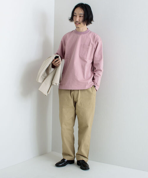 GLOSTER（グロスター）の「【GLOSTER/グロスター】タックリブ度詰めロングスリーブTシャツ（Tシャツ/カットソー・メンズ・オフホワイト/チャコールグレー/ミント/ピンク・MEDIUM/LARGE）」の16枚目の写真