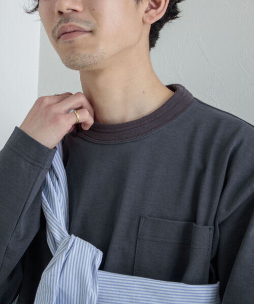 GLOSTER（グロスター）の「【GLOSTER/グロスター】タックリブ度詰めロングスリーブTシャツ（Tシャツ/カットソー・メンズ・オフホワイト/チャコールグレー/ミント/ピンク・MEDIUM/LARGE）」の21枚目の写真