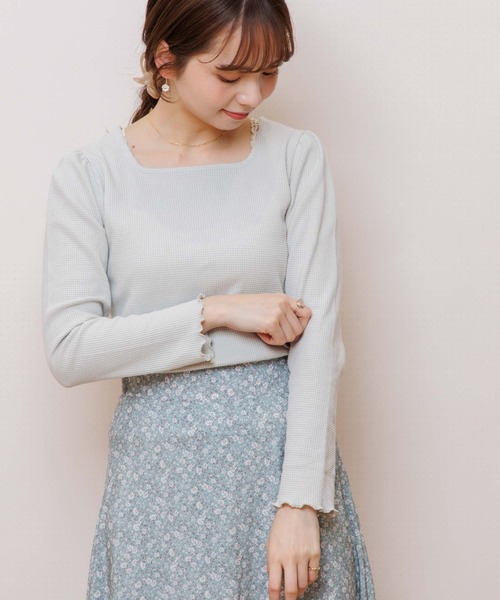 flower（フラワー）の「ベイビーサーマルトップ（Tシャツ/カットソー・レディース・カーキ/ピンク/アイボリー・FREE）」の3枚目の写真