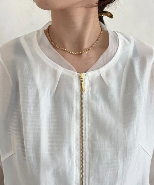 CAPRICIEUX LE'MAGE（カプリシューレマージュ）の「シアー切替ブルゾン（ブルゾン・レディース・ホワイト/ベージュ・FREE）」の3枚目の写真