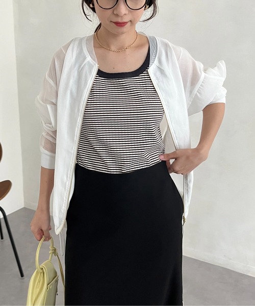 CAPRICIEUX LE'MAGE（カプリシューレマージュ）の「シアー切替ブルゾン（ブルゾン・レディース・ホワイト/ベージュ・FREE）」の5枚目の写真