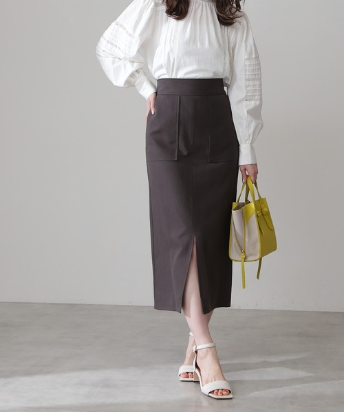 N.（N. Natural Beauty Basic）（エヌエヌナチュラルビューティーベーシック）の「【S Size Line】麻混セットアップ（スカート・レディース・レッド/ベージュ/グレー/ホワイト/オレンジ・SMALL/MEDIUM）」の3枚目の写真