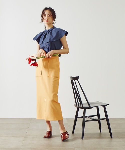 N.（N. Natural Beauty Basic）（エヌエヌナチュラルビューティーベーシック）の「【S Size Line】麻混セットアップ（スカート・レディース・レッド/ベージュ/グレー/ホワイト/オレンジ・SMALL/MEDIUM）」の7枚目の写真