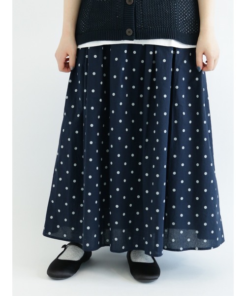 Samansa Mos2（サマンサ モスモス）の「ギャザースカート（スカート・レディース・オレンジ/ネイビー/ブラック/キナリ/モカ・ﾌﾘ-）」の4枚目の写真