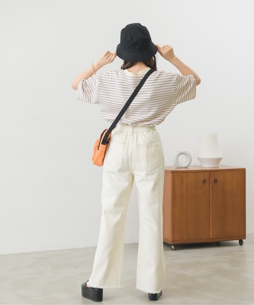 ems excite（エムズエキサイト）の「配色ステッチワイドパンツ（その他パンツ・レディース・ブラック/アイボリー/イエロー/ブルー・FREE）」の7枚目の写真