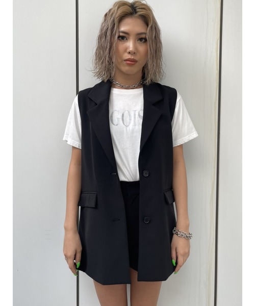 EGOIST（エゴイスト）の「ノースリテーラードベスト（ベスト・レディース・ホワイト/ブラック・FREE）」の21枚目の写真