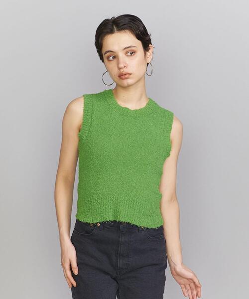 BEAUTY&YOUTH UNITED ARROWS(ビューティーアンドユースユナイテッドアローズ)の「コットンナイロンヤーン ショート ニット ベスト -ウォッシャブル-(ニット/セーター・レディース・ブラック/ホワイト/ケリー・FREE)」の8枚目の写真