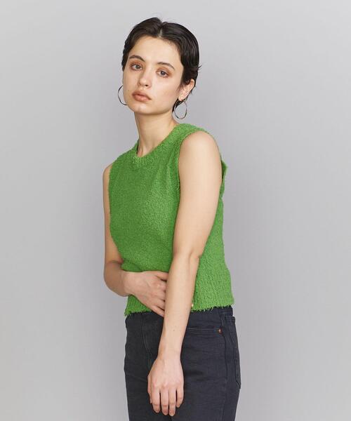 BEAUTY&YOUTH UNITED ARROWS(ビューティーアンドユースユナイテッドアローズ)の「コットンナイロンヤーン ショート ニット ベスト -ウォッシャブル-(ニット/セーター・レディース・ブラック/ホワイト/ケリー・FREE)」の4枚目の写真