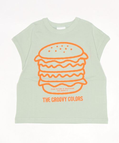 GROOVY COLORS(グルービーカラーズ)の「天竺 HUMBURGER ノースリーブTシャツ(Tシャツ/カットソー・キッズ・チャコールグレー/グリーン/ブルー・110/120/100)」の1枚目の写真