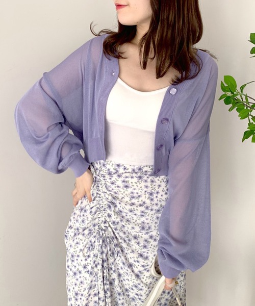 OLIVE des OLIVE（オリーブデオリーブ）の「シアーカーディガン（カーディガン/ボレロ・レディース・オフホワイト/ライム/ブラック/ピンク/パープル・FREE）」の5枚目の写真