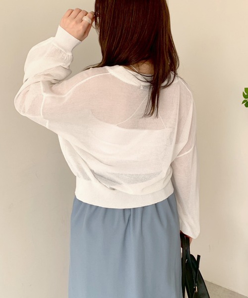 OLIVE des OLIVE（オリーブデオリーブ）の「シアーカーディガン（カーディガン/ボレロ・レディース・オフホワイト/ライム/ブラック/ピンク/パープル・FREE）」の9枚目の写真