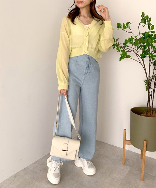 OLIVE des OLIVE（オリーブデオリーブ）の「シアーカーディガン（カーディガン/ボレロ・レディース・オフホワイト/ライム/ブラック/ピンク/パープル・FREE）」の17枚目の写真