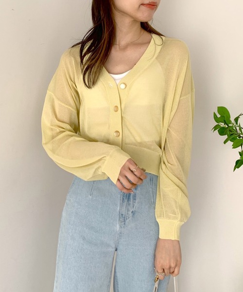 OLIVE des OLIVE（オリーブデオリーブ）の「シアーカーディガン（カーディガン/ボレロ・レディース・オフホワイト/ライム/ブラック/ピンク/パープル・FREE）」の20枚目の写真