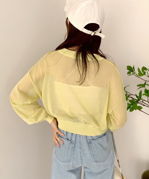 OLIVE des OLIVE（オリーブデオリーブ）の「シアーカーディガン（カーディガン/ボレロ・レディース・オフホワイト/ライム/ブラック/ピンク/パープル・FREE）」の22枚目の写真