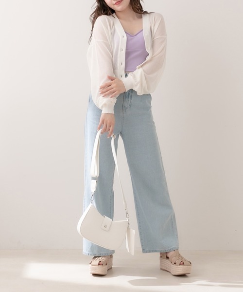 OLIVE des OLIVE（オリーブデオリーブ）の「シアーカーディガン（カーディガン/ボレロ・レディース・オフホワイト/ライム/ブラック/ピンク/パープル・FREE）」の10枚目の写真