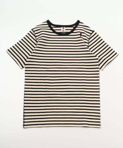 BOHEMIANS(ボヘミアンズ)の「BOHEMINAS/ボヘミアンズ Span Rib Border C/N S/S TEE スパンリブボーダーティー(Tシャツ/カットソー・レディース・ブラック/ブルー・MEDIUM)」の2枚目の写真