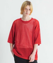 【LiNoH】CODE YARN MESH S/S KNIT