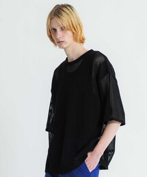 【LiNoH】CODE YARN MESH S/S KNIT