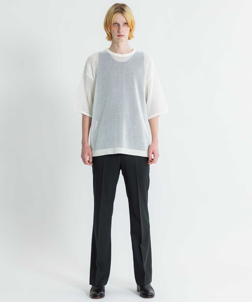 LiNoH（リノー）の「【LiNoH】CODE YARN MESH S/S KNIT（ニット