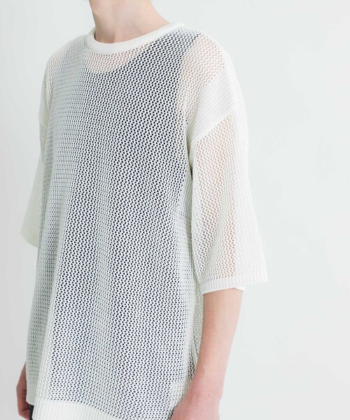 LiNoH（リノー）の「【LiNoH】CODE YARN MESH S/S KNIT（ニット
