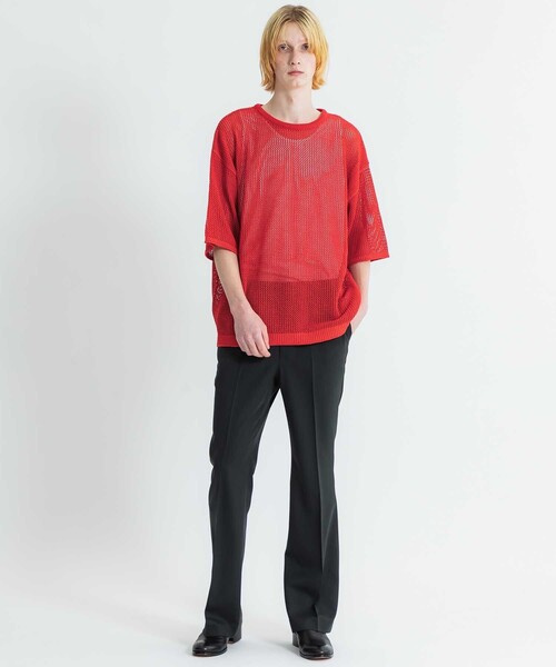 LiNoH（リノー）の「【LiNoH】CODE YARN MESH S/S KNIT（ニット