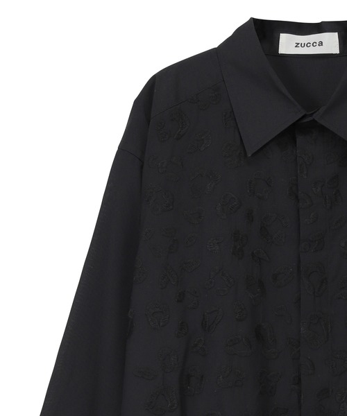 ZUCCa(ズッカ)の「レオパードエンブロイダリー/ワンピース(シャツワンピース・レディース・ブラック/ホワイト・M size)」の3枚目の写真