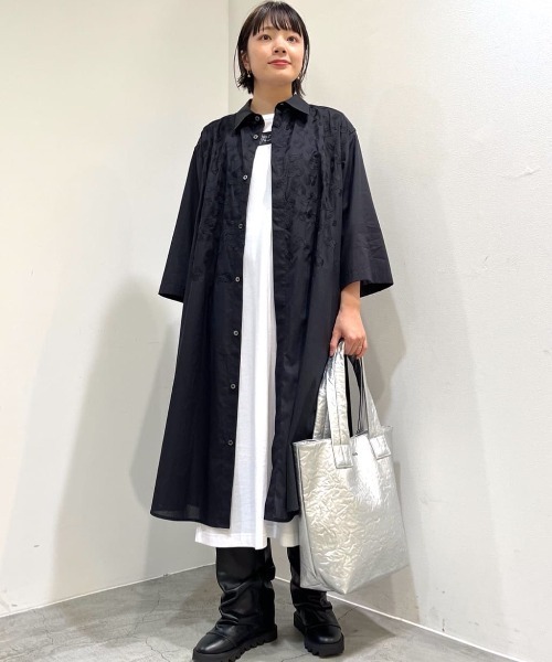 ZUCCa(ズッカ)の「レオパードエンブロイダリー/ワンピース(シャツワンピース・レディース・ブラック/ホワイト・M size)」の11枚目の写真