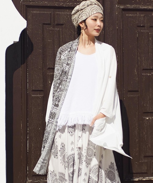 チャイハネ(チャイハネ)の「【チャイハネ】パッカブルMEN'Sカーディガン(カーディガン/ボレロ・メンズ・パープル/オレンジ/グリーン/ブラック/ベージュ/ブルー/ホワイト/ブラウン/ターコイズブルー/ライトベージュ・FREE)」の2枚目の写真