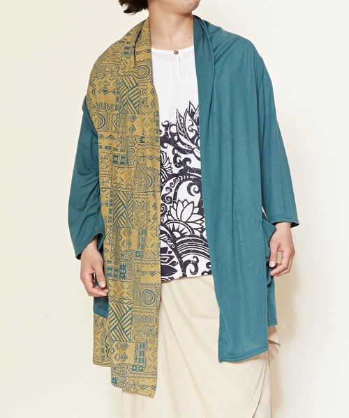 チャイハネ(チャイハネ)の「【チャイハネ】パッカブルMEN'Sカーディガン(カーディガン/ボレロ・メンズ・パープル/オレンジ/グリーン/ブラック/ベージュ/ブルー/ホワイト/ブラウン/ターコイズブルー/ライトベージュ・FREE)」の12枚目の写真