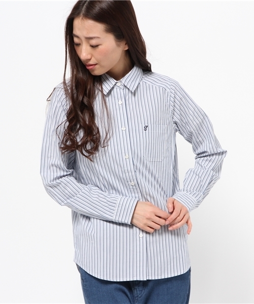OUTLET（アウトレット）の「【who's who Chico】ベーシックシャツワンピ（シャツワンピース・レディース・ホワイト/ホワイト×ネイビー/イエロー・FREE）」の2枚目の写真