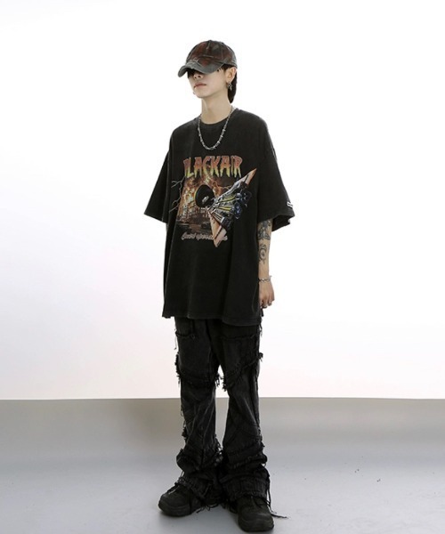 SILVER BULLET(シルバーバレット)の「『SILVER BULLET SELECT AP/シルバーバレットセレクト』USEDライクパンクイラストプリントTEE【Y】【CN】(Tシャツ/カットソー・メンズ・ブラック・L/M)」の2枚目の写真