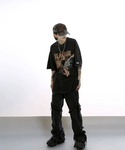 SILVER BULLET(シルバーバレット)の「『SILVER BULLET SELECT AP/シルバーバレットセレクト』USEDライクパンクイラストプリントTEE【Y】【CN】(Tシャツ/カットソー・メンズ・ブラック・L/M)」の7枚目の写真