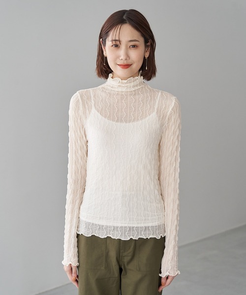 ROPE' PICNIC（ロペピクニック）の「シアージャガードタートル（Tシャツ/カットソー・レディース・チャコールグレー/キナリ/グリーン/グリーン系その他/イエロー系その他4・38）」の10枚目の写真