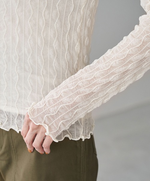 ROPE' PICNIC（ロペピクニック）の「シアージャガードタートル（Tシャツ/カットソー・レディース・チャコールグレー/キナリ/グリーン/グリーン系その他/イエロー系その他4・38）」の6枚目の写真