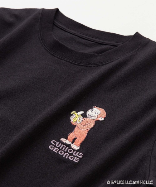 OUTDOOR PRODUCTS APPAREL（アウトドアプロダクツアパレル）の「「おさるのジョージ」 ロンT（Tシャツ/カットソー・メンズ・ホワイト/ブラック/ダークグリーン/パープル・MEDIUM/LARGE/X-LARGE）」の3枚目の写真