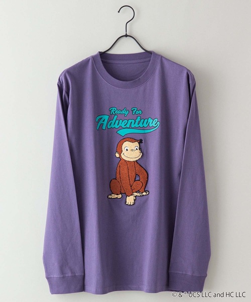 OUTDOOR PRODUCTS APPAREL（アウトドアプロダクツアパレル）の「「おさるのジョージ」 ロンT（Tシャツ/カットソー・メンズ・ホワイト/ブラック/ダークグリーン/パープル・MEDIUM/LARGE/X-LARGE）」の7枚目の写真