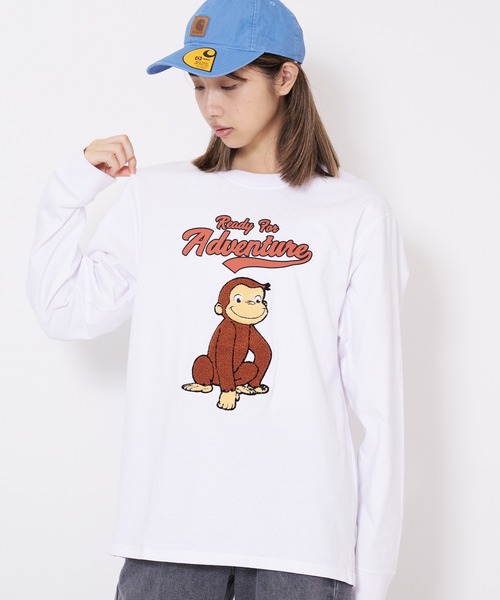 OUTDOOR PRODUCTS APPAREL（アウトドアプロダクツアパレル）の「「おさるのジョージ」 ロンT（Tシャツ/カットソー・メンズ・ホワイト/ブラック/ダークグリーン/パープル・MEDIUM/LARGE/X-LARGE）」の22枚目の写真