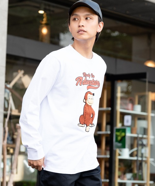 OUTDOOR PRODUCTS APPAREL（アウトドアプロダクツアパレル）の「「おさるのジョージ」 ロンT（Tシャツ/カットソー・メンズ・ホワイト/ブラック/ダークグリーン/パープル・MEDIUM/LARGE/X-LARGE）」の16枚目の写真