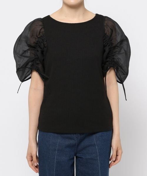 mysty woman（ミスティウーマン）の「ドロストシアースリーブプルオーバー 352409（Tシャツ/カットソー・レディース・ベージュ/オフホワイト/ブラック・FREE）」の10枚目の写真